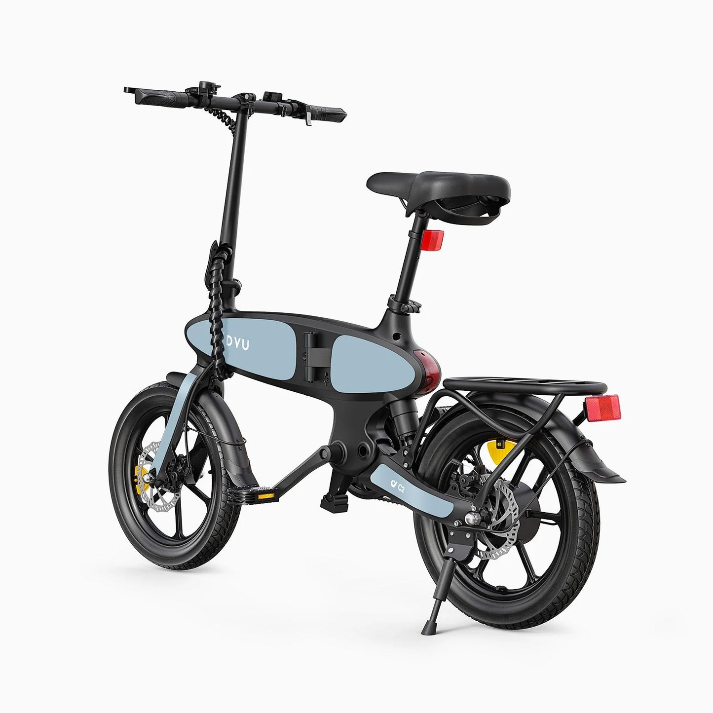DYU C2 16 Inch Full Folding Electric Bike with 250W Mottor 500W Peak and 48V7.5AH Battery in black and blue