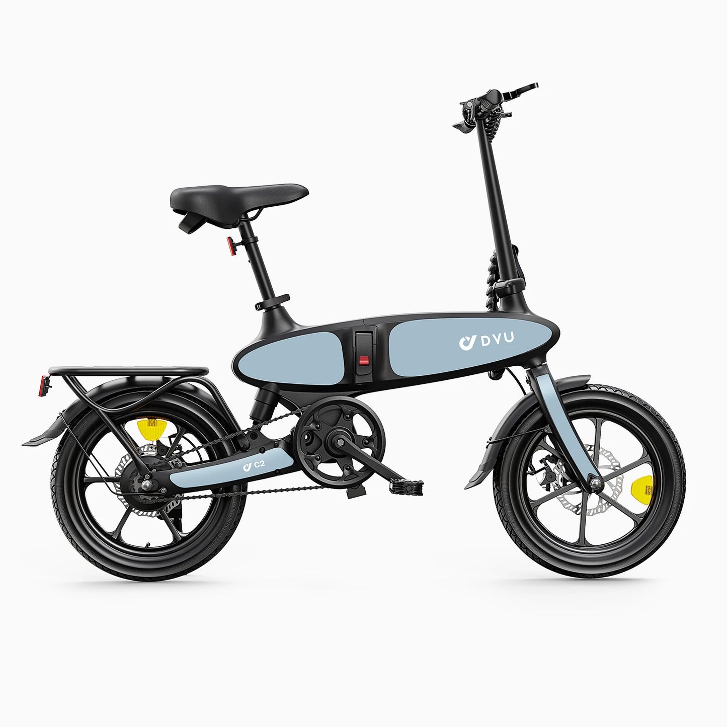 DYU C2 16 Inch Full Folding Electric Bike with 250W Motor, 48V7.5AH Battery, dual disc brakes, and puncture-resistant tires