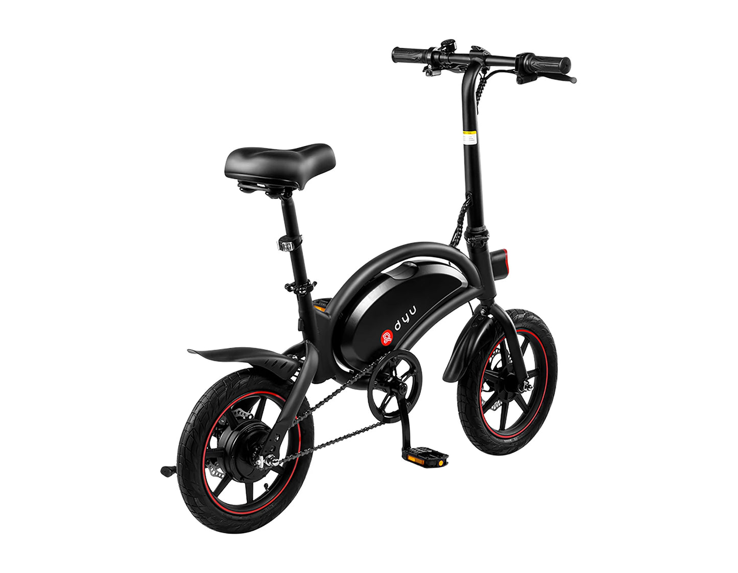DYU D3F 14 Inch Mini Folding Electric Bike with 250W Mottor, 36V10AH Battery, dual disc brakes, and puncture-resistant design