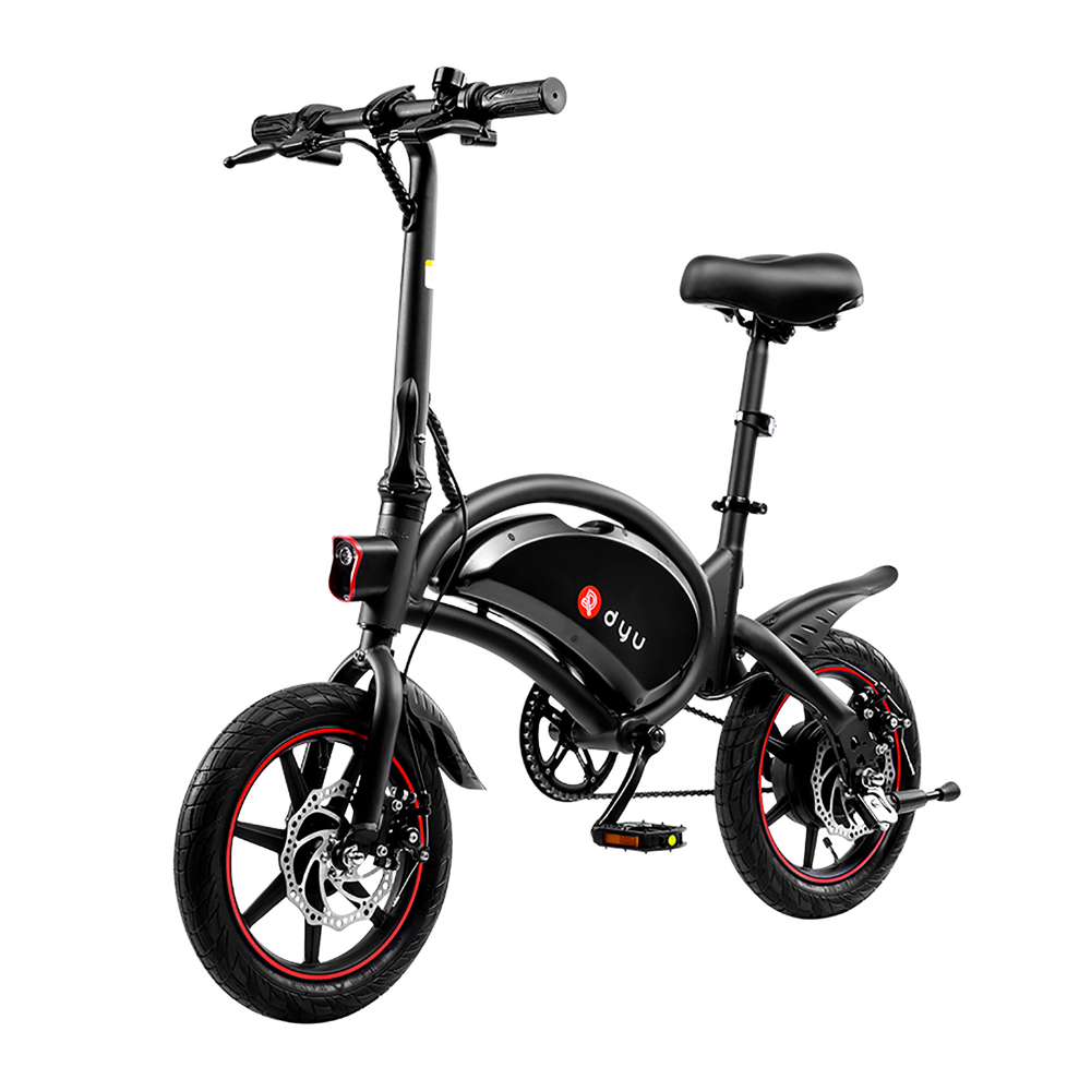 DYU D3F 14 Inch Mini Folding Electric Bike with 250W Mottor 36V10AH Battery, 25Km sp, dual disc brakes and puncture-resistant tires