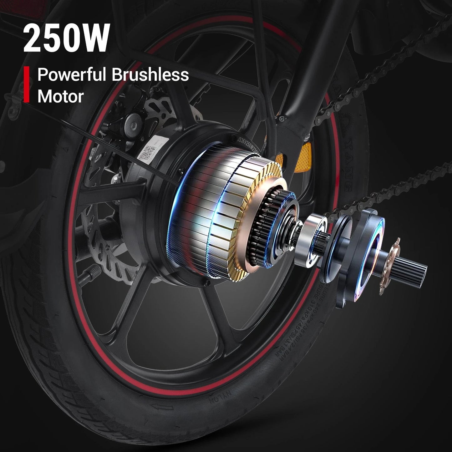 DYU D3F 14 Inch Mini Folding Electric Bike 250W Mottor with powerful brushless motor and dual disc brakes