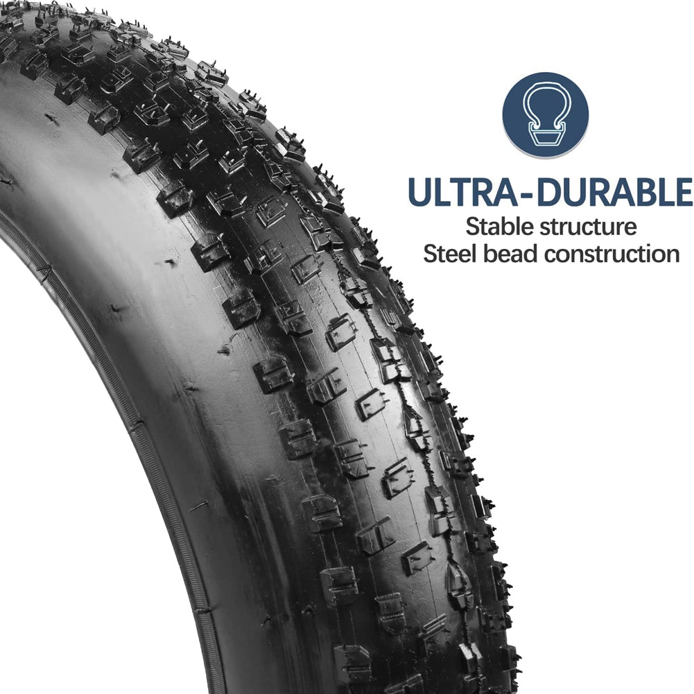 Shengmilo electric bike inner and outer tyre 26x3.0 with ultra-durable steel bead construction