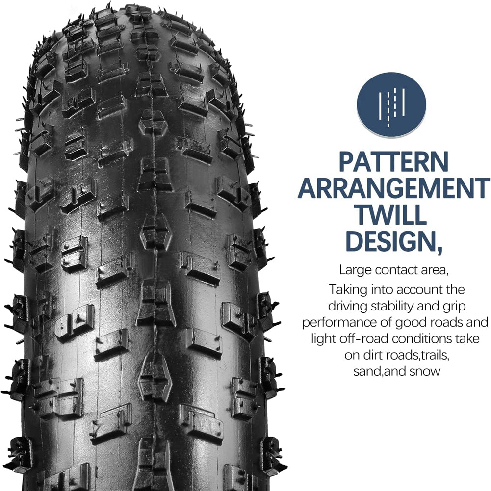 Shengmilo electric bike inner and outer tyre 26x3.0 with patterned twill design for grip and stability