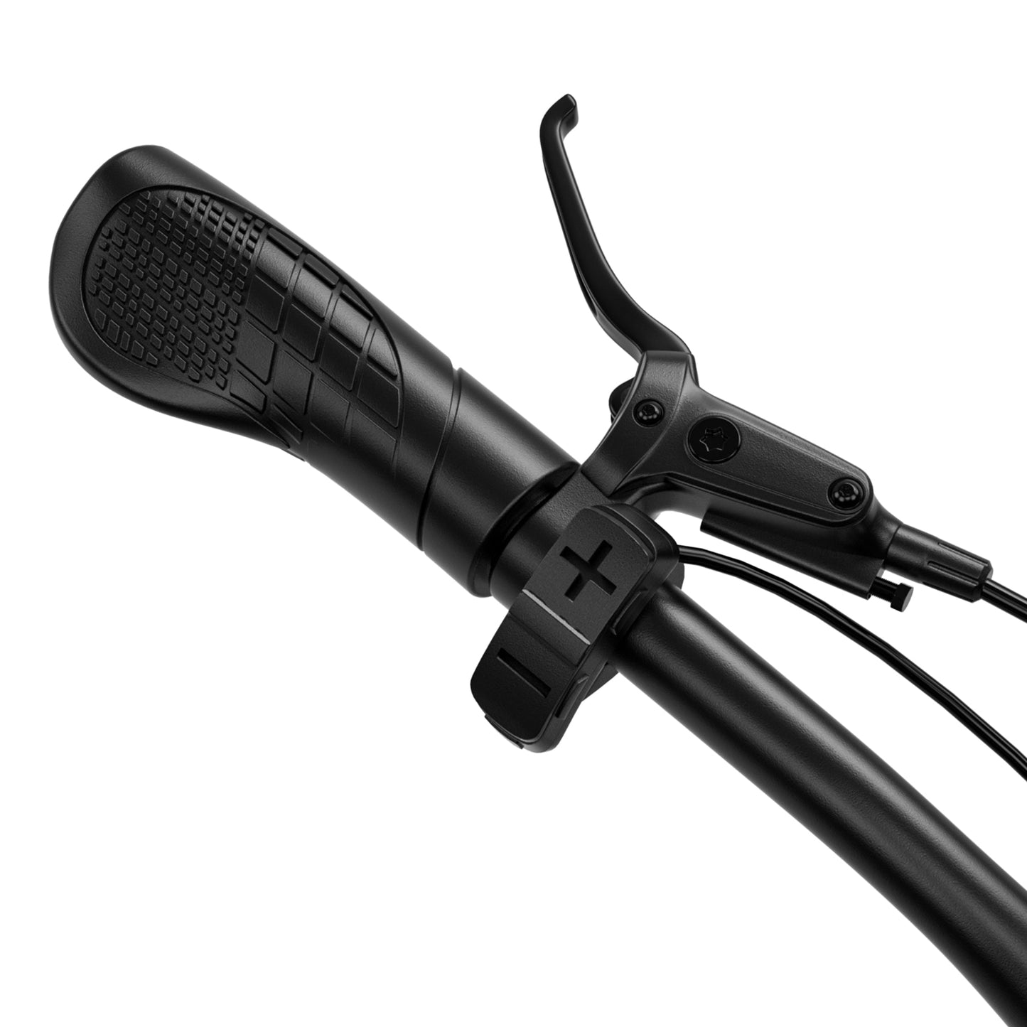 Close-up of Shengmilo MX06 Step Through E-bike black handlebar with brake lever and throttle control