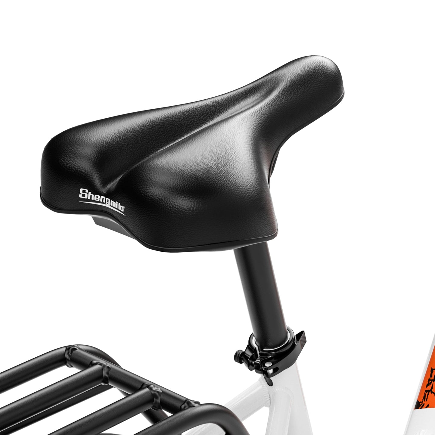 Shengmilo MX06 Step Through E-bike black comfortable saddle with sturdy aluminum alloy frame and rear rack