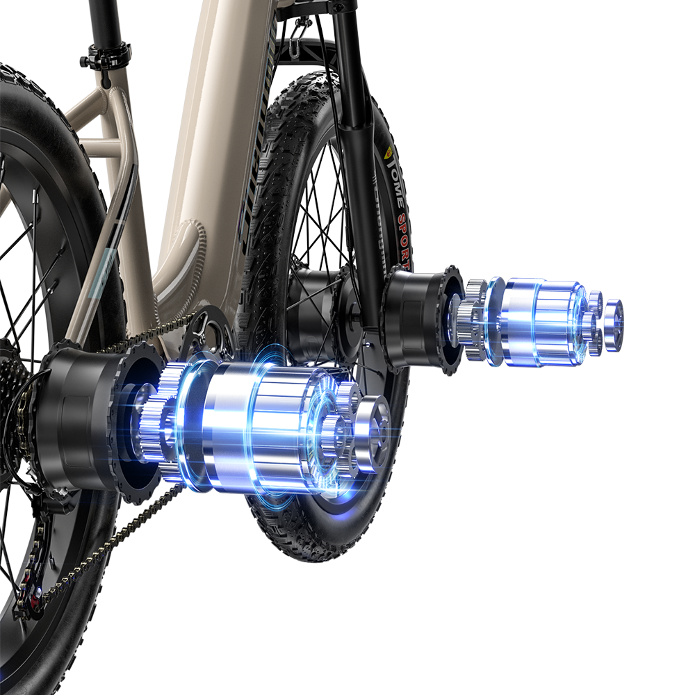 Shengmilo S700 2000W Dual Motor Electric Bike close-up showing powerful motor system detail
