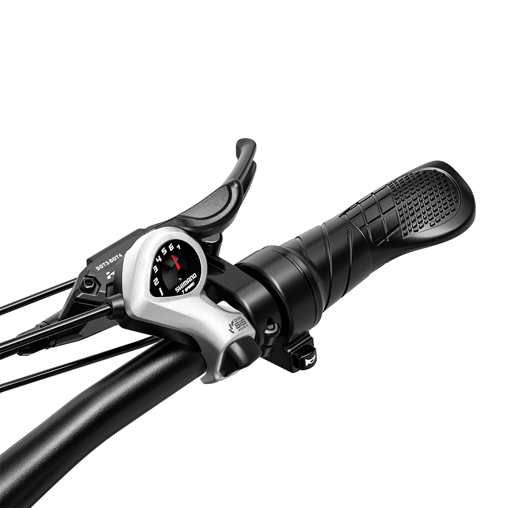 Close-up of Shengmilo S900 Electric Bicycle handlebar with intelligent brushless controller and ergonomic grip