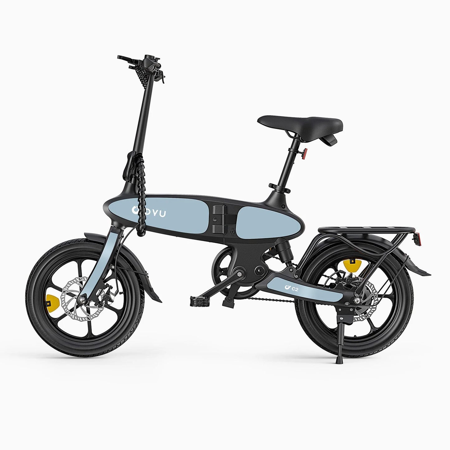 DYU C2 16 Inch Full Folding Electric Bike with 250W Mottor, dual disc brakes and puncture-resistant high-strength tires