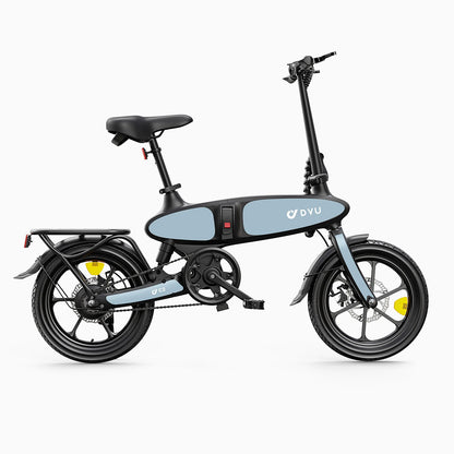 DYU C2 16 Inch Full Folding Electric Bike with 250W Motor, 48V7.5AH Battery, dual disc brakes, and puncture-resistant tires