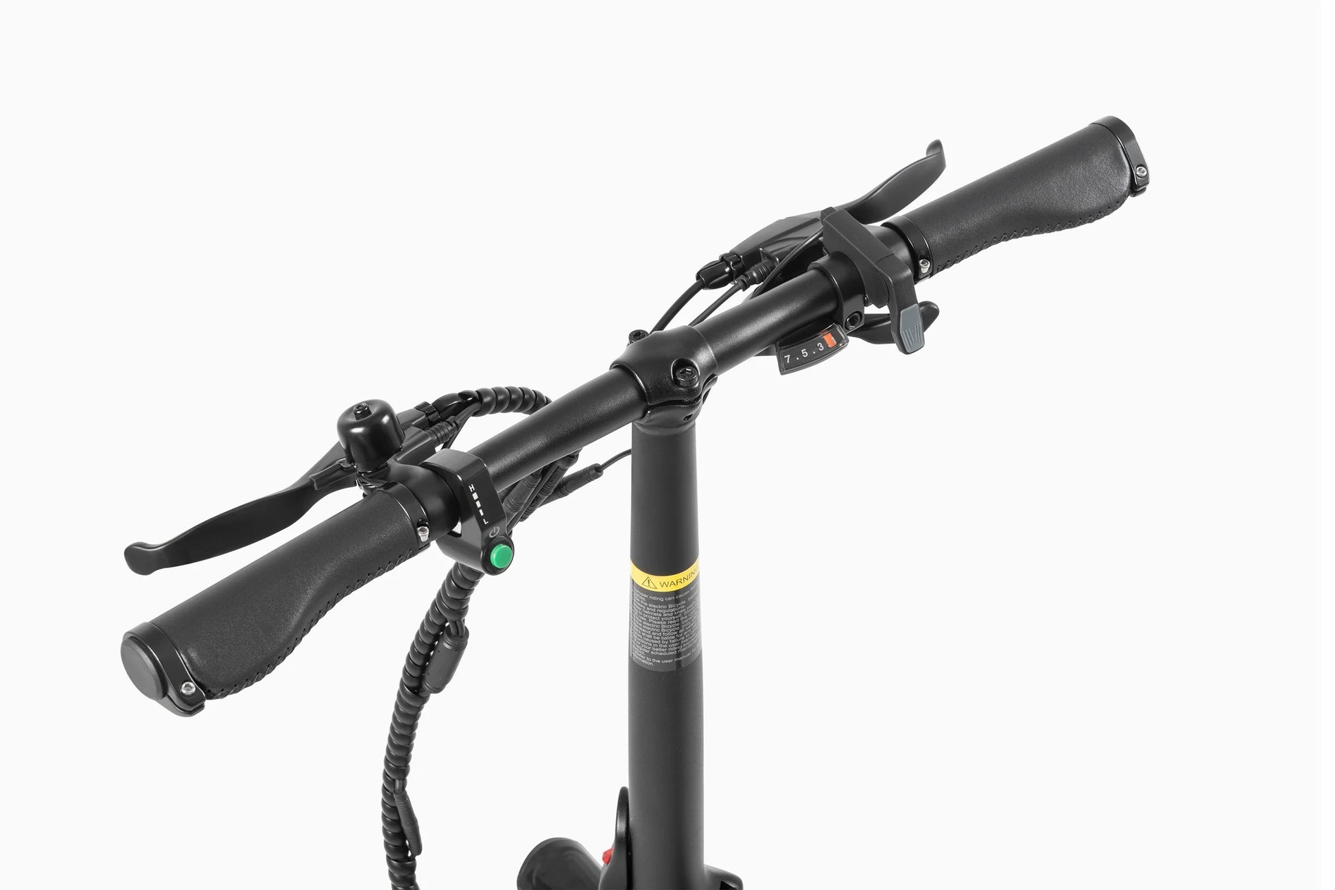 Handlebar view of DYU T1 20 Inch Foldable Electric Bike with magnesium alloy frame and dual disc brakes