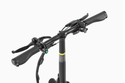 Handlebar view of DYU T1 20 Inch Foldable Electric Bike with magnesium alloy frame and dual disc brakes