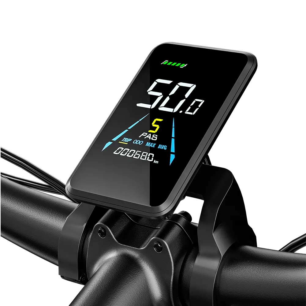 Digital display panel on Shengmilo S600 electric bike showing speed and battery status