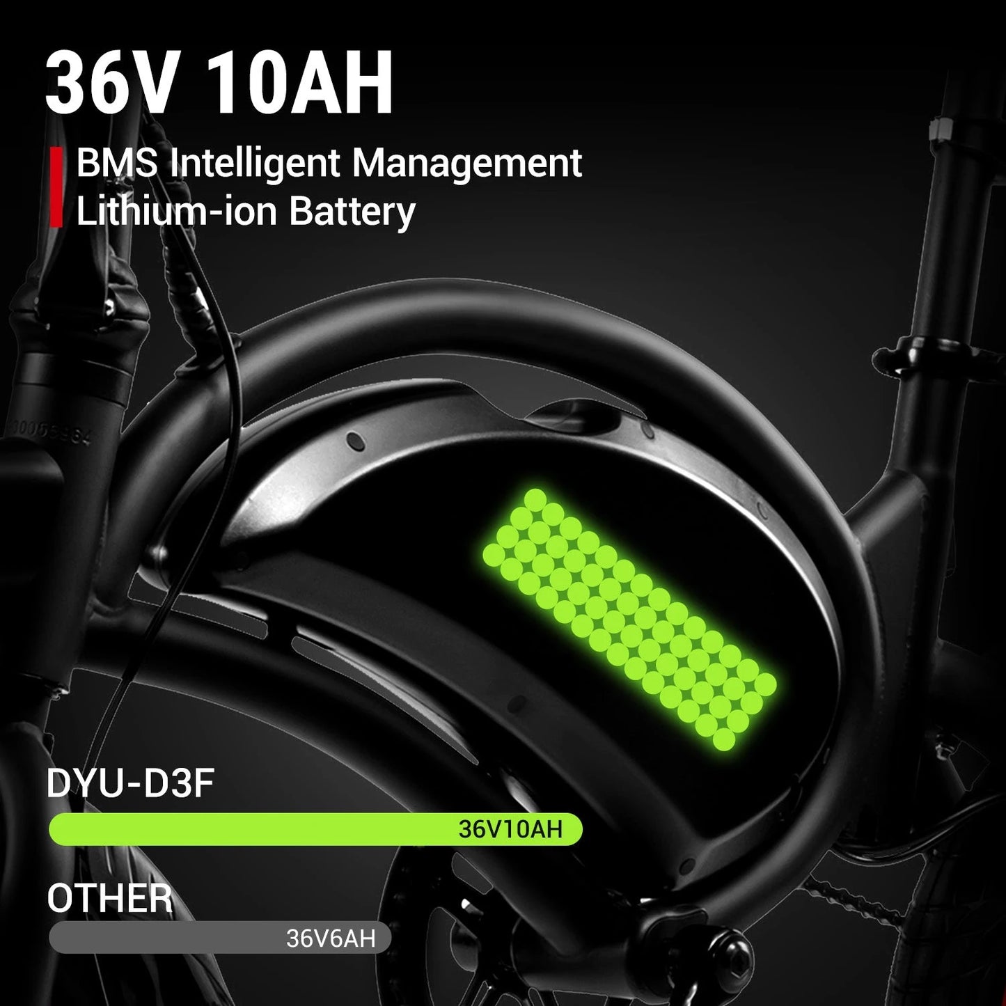 DYU D3F 14 Inch Mini Folding Electric Bike with 36V10AH Lithium-ion Battery and Intelligent Management