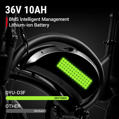 DYU D3F 14 Inch Mini Folding Electric Bike with 36V10AH Lithium-ion Battery and Intelligent Management