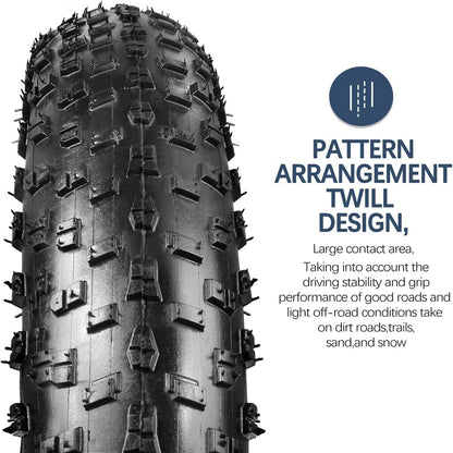 Shengmilo electric bike inner and outer tyre 26x3.0 with patterned twill design for grip and stability