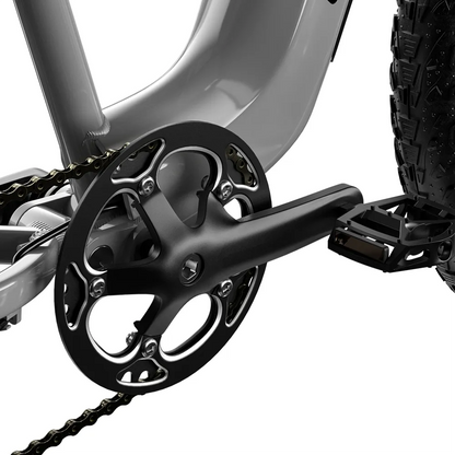Close-up of Shengmilo electric bike crankset and pedal featuring 2000W Dual mottor 17.5AH 48VSamsung Battery Range 50KM Carry 300KG