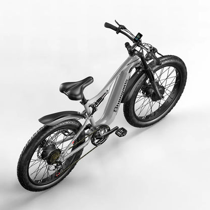 Shengmilo electric bike silver frame with 2000W Dual mottor 17.5AH 48VSamsung Battery Range 50KM Carry 300KG