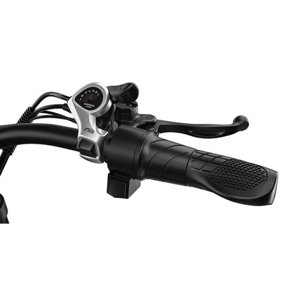 Handlebar grip and gear shifter of Shengmilo MX03 electric bike showing control details