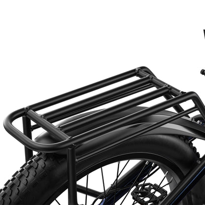Rear luggage rack and fat tyre of Shengmilo MX03 electric bike in matte black finish