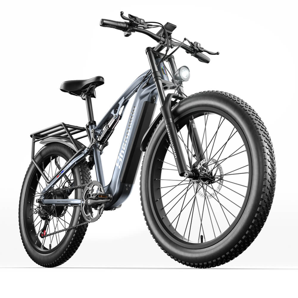 Shengmilo MX05 electric bike with 500W motor, fat tires, smart screen, aluminum alloy frame, and full suspension