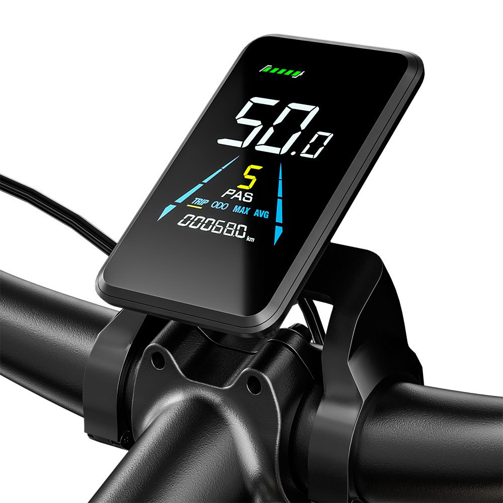 Shengmilo S700 3.5 Inch Colour Display showing 50 KM/H speed on electric bike handlebar