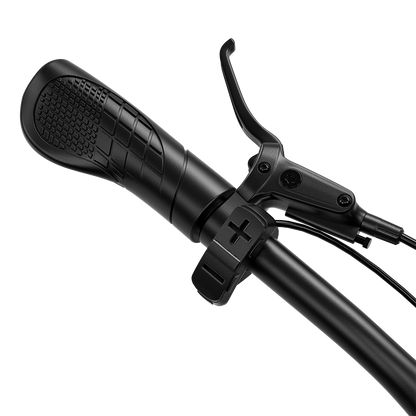 Close-up of Shengmilo S700 electric bike handlebar with brake lever and textured grip